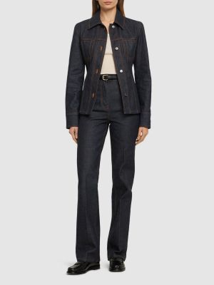 Jean droit taille haute Ferragamo bleu