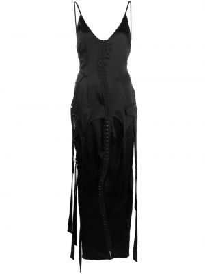 Сатенена вечерна рокля Ssheena черно