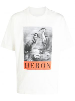 Rövid ujjú póló nyomtatás Heron Preston fehér