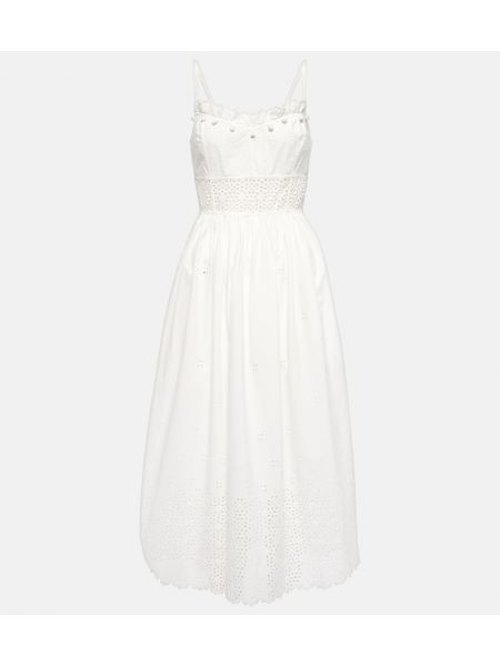 Βαμβακερή μίντι φόρεμα Ulla Johnson λευκό