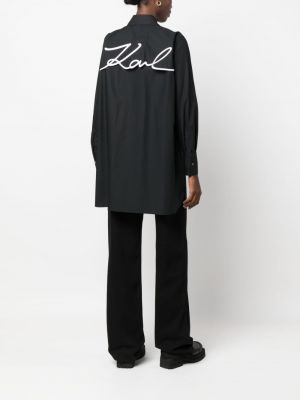 Bavlněná košile s potiskem Karl Lagerfeld černá