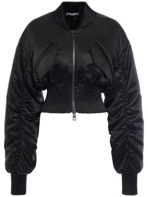 Satīna bomber jaka ar drapējumu Dolce & Gabbana melns
