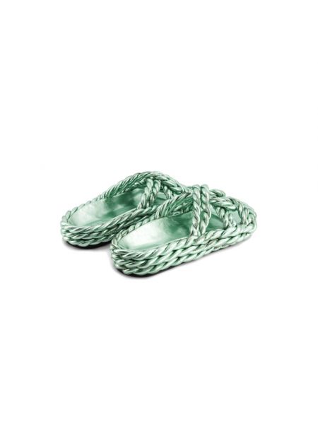 Sandalias de cuero con trenzado Laurence Bras verde