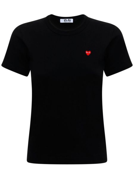 Camiseta con bordado de algodón con corazón Comme Des Garçons Play negro
