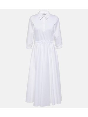 Plisované bavlněné midi šaty Max Mara bílé