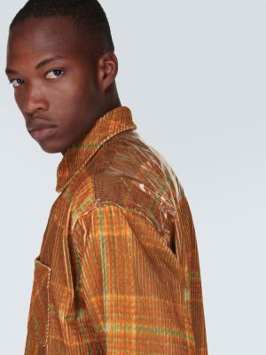 Bombažna srajca iz rebrastega žameta s karirastim vzorcem Erl