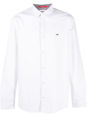 Памучна дънкова риза Tommy Jeans бяло