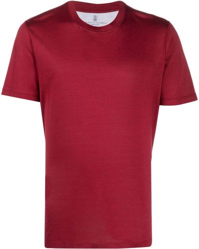 Camiseta ajustada de cuello redondo Brunello Cucinelli rojo