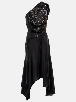 Czarna sukienka midi z dżerseju drapowana Marine Serre