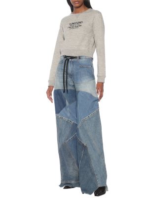 Straight fit džíny s vysokým pasem relaxed fit Tom Ford modré