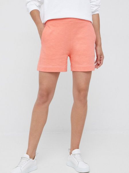 Памучни панталон с висока талия Tommy Hilfiger оранжево