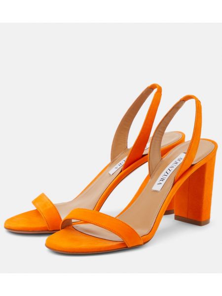 Велурени сандали Aquazzura оранжево
