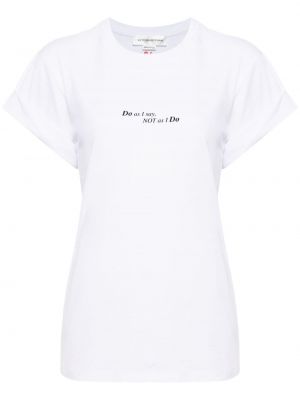 Kokvilnas t-krekls ar apdruku Victoria Beckham balts