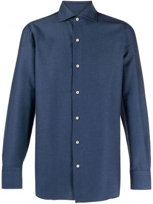 Chemise en coton avec manches longues Finamore 1925 Napoli bleu