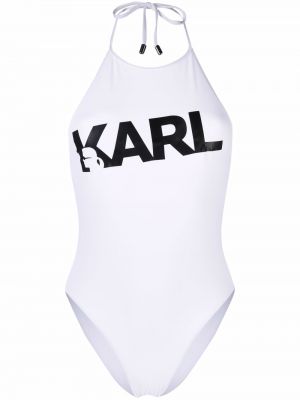 Bañador con estampado Karl Lagerfeld blanco