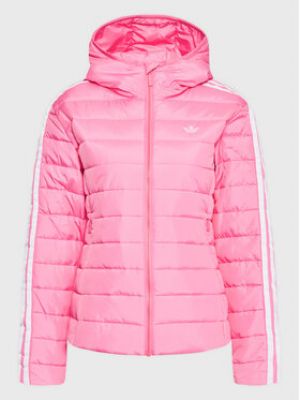 Slim fit péřová bunda Adidas růžová