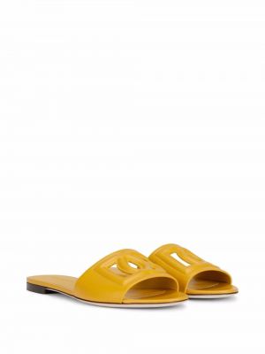 Dabīgās ādas sandales Dolce & Gabbana dzeltens