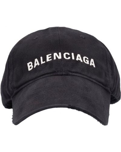 Medvilninis siuvinėtas kepurė su snapeliu Balenciaga juoda