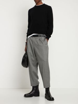 Plisované vlněné kalhoty Comme Des Garçons šedé