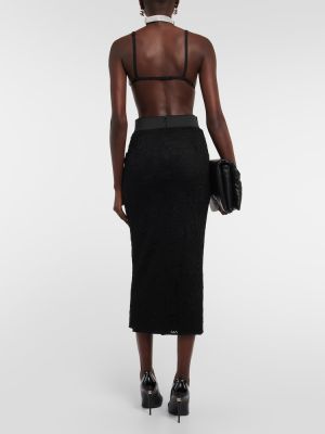 Čipkovaná midi sukňa s vysokým pásom Dolce&gabbana čierna