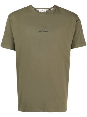 Памучна тениска с принт Stone Island зелено