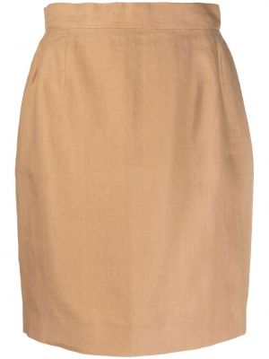 Lněné sukně na zip s vysokým pasem Chanel Pre-owned - béžová