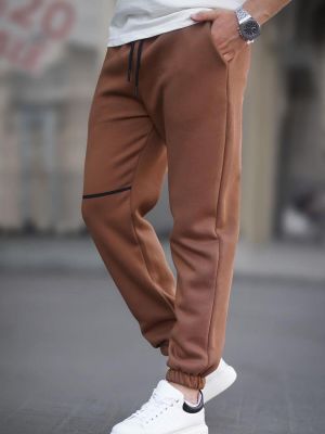 Spodnie sportowe z kieszeniami Madmext brązowe