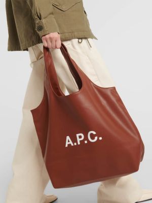 Shopper en cuir A.p.c. marron