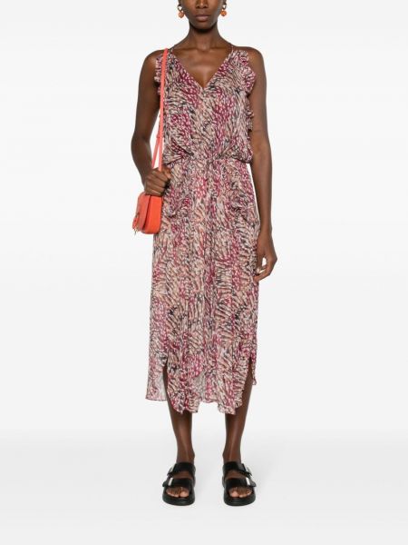 Sukienka długa z nadrukiem w abstrakcyjne wzory Marant Etoile różowa