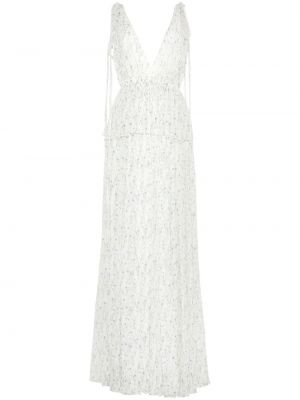 Svilena večernja haljina s cvjetnim printom s printom Adam Lippes bijela