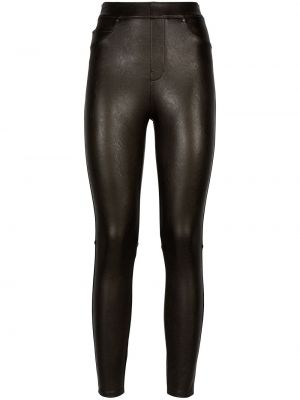 Klasické kožené kalhoty skinny fit Spanx - černá