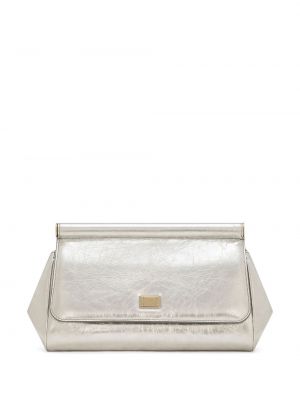 Kožená nákupná taška Dolce & Gabbana strieborná