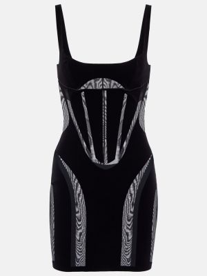 Aksamitna sukienka z siateczką Wolford czarna