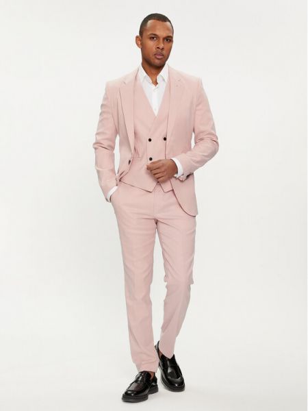 Slim fit öltöny Hugo rózsaszín