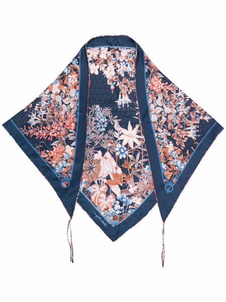Bufanda de flores con estampado Salvatore Ferragamo azul