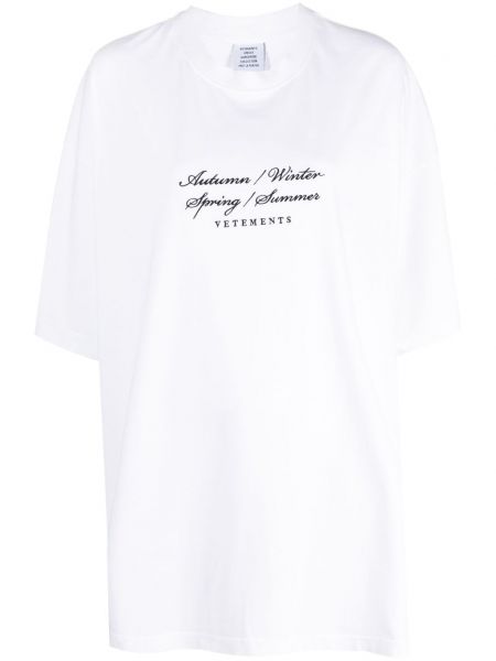Bavlněné tričko s potiskem Vetements bílé