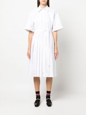 Plisované asymetrické košilové šaty Thom Browne bílé