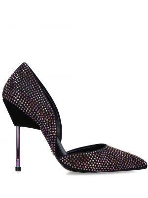 Кожени полуотворени обувки с кристали Kurt Geiger London виолетово