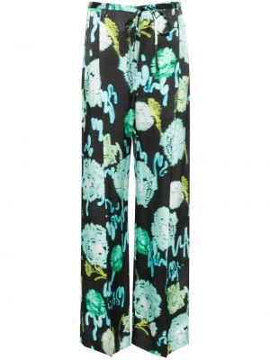 Ravne hlače s cvetličnim vzorcem s potiskom Christian Wijnants črna