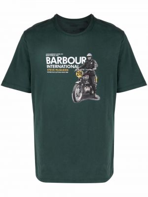 Camiseta de algodón con estampado Barbour verde
