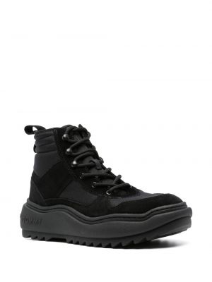 Krajkové šněrovací kotníkové boty Tommy Jeans černé