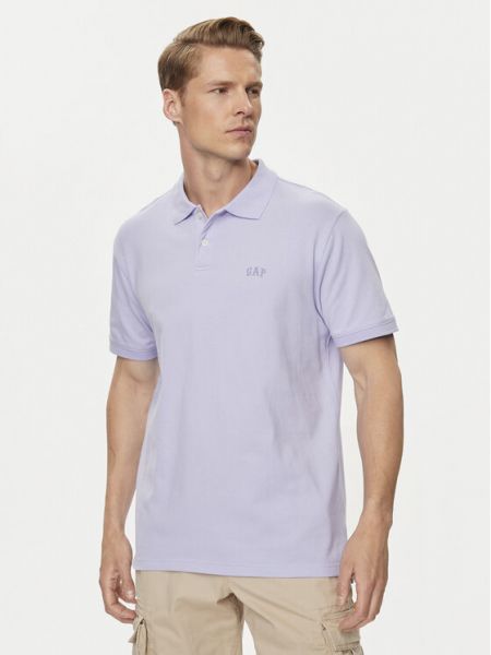 Тениска с копчета Gap виолетово