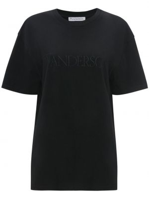 T-shirt ricamato di cotone Jw Anderson nero
