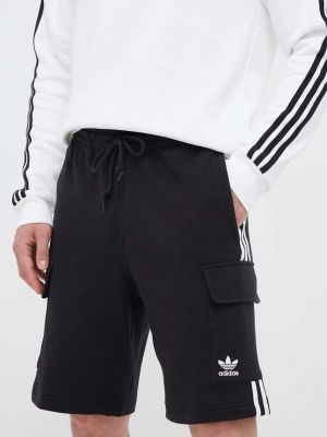 Czarne szorty cargo bawełniane w paski Adidas Originals