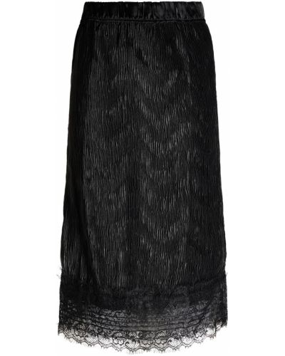 Кружевная сатиновая юбка на шнуровке Ganni, черный