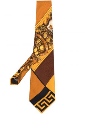 Svilena kravata s potiskom Versace Pre-owned rumena