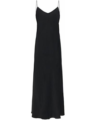 Satynowa sukienka długa Asceno czarna