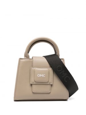 Leder shopper handtasche mit print Omc braun