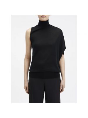 Jersey cuello alto de lana de tela jersey Calvin Klein negro