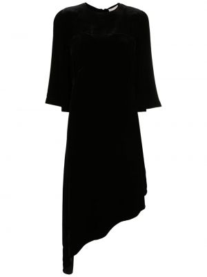 Asymetrické zamatové šaty Nk čierna